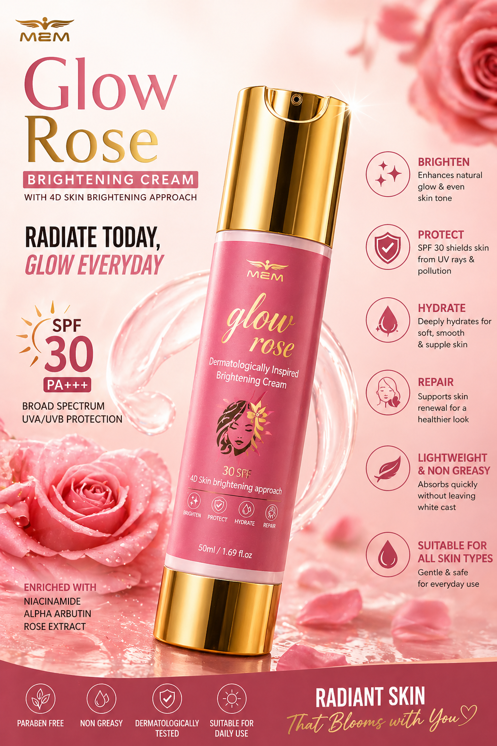 Glow Rose 4D Brightening Cream